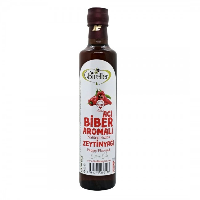 Soğuk Sıkım Acı Biber Aromalı Sızma Zeytinyağ 500 Ml