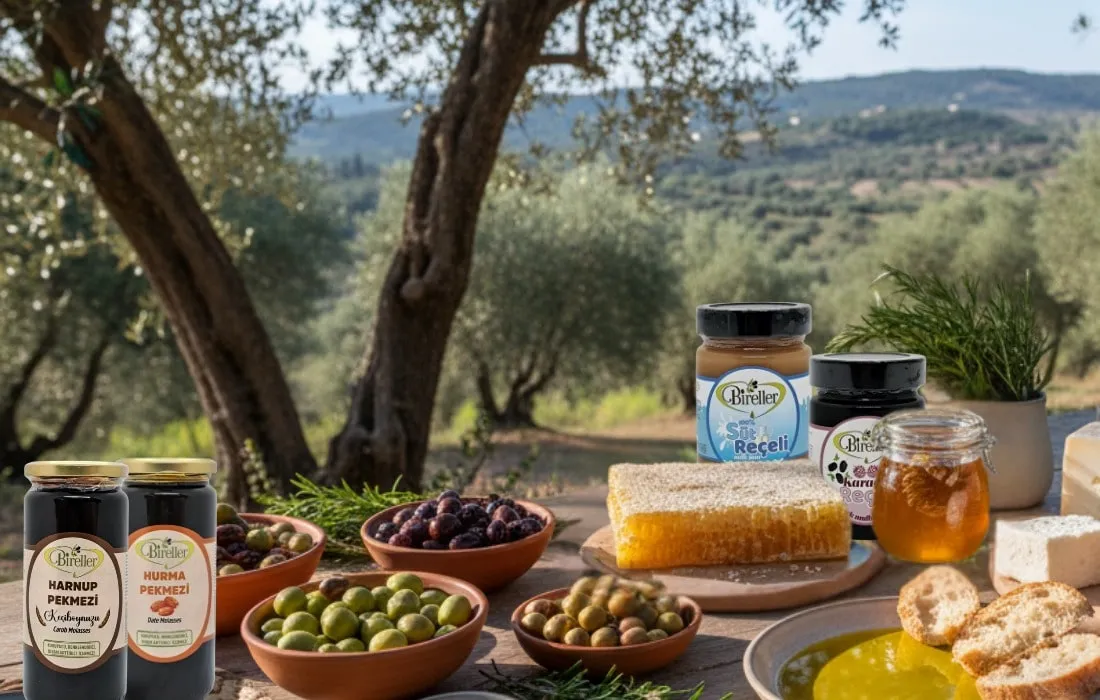 Zeytin ve kahvaltılık ürünler görseli